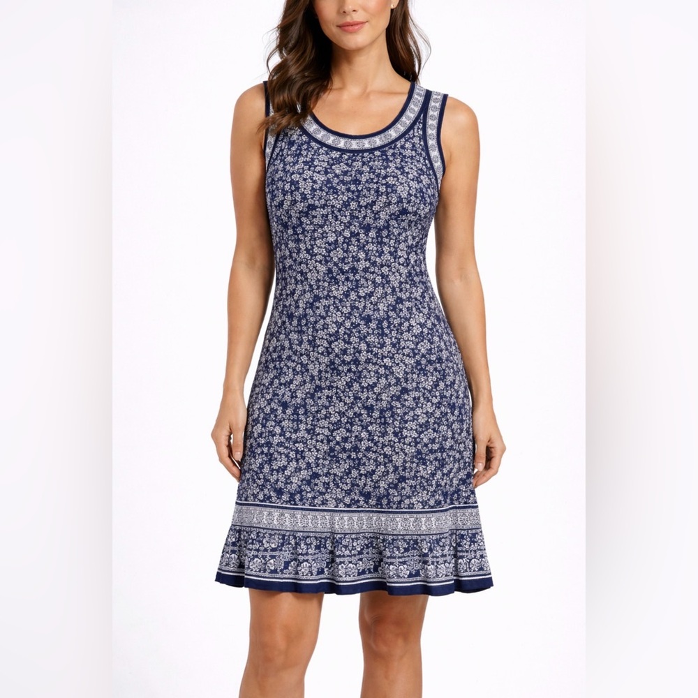 Max Studio Small S Blue Floral Sleeveless Sundress New With Tags NWT Stretch
